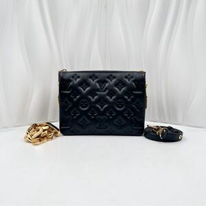 LOUIS VUITTON Coussin PM Bag Black Monogram Embossed Lambskin
